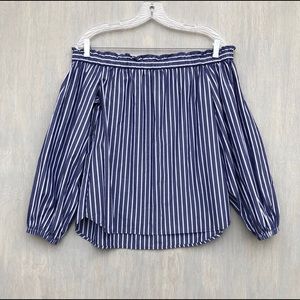 J. Crew striped long sleeve off-the-shoulder top